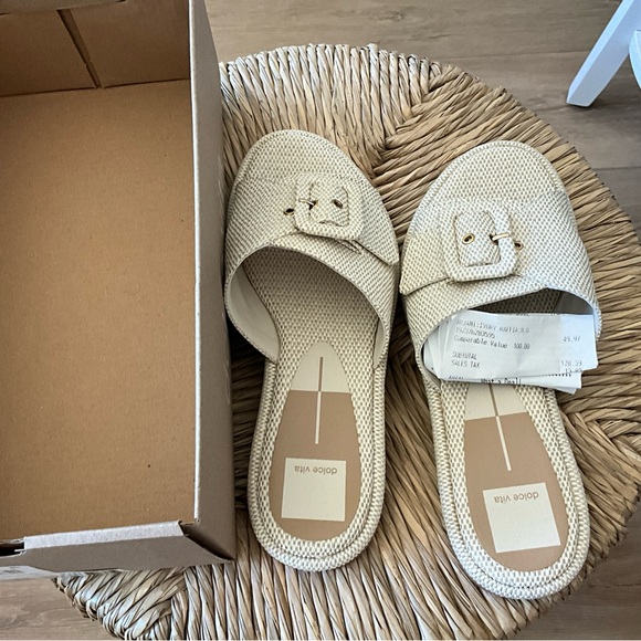 NEW IN BOX DOLCE VITA SIZE 8 SANDAL. STYLE IS ANJANI. COLOR IS IVORY RAFFIA. - Picture 5 of 6